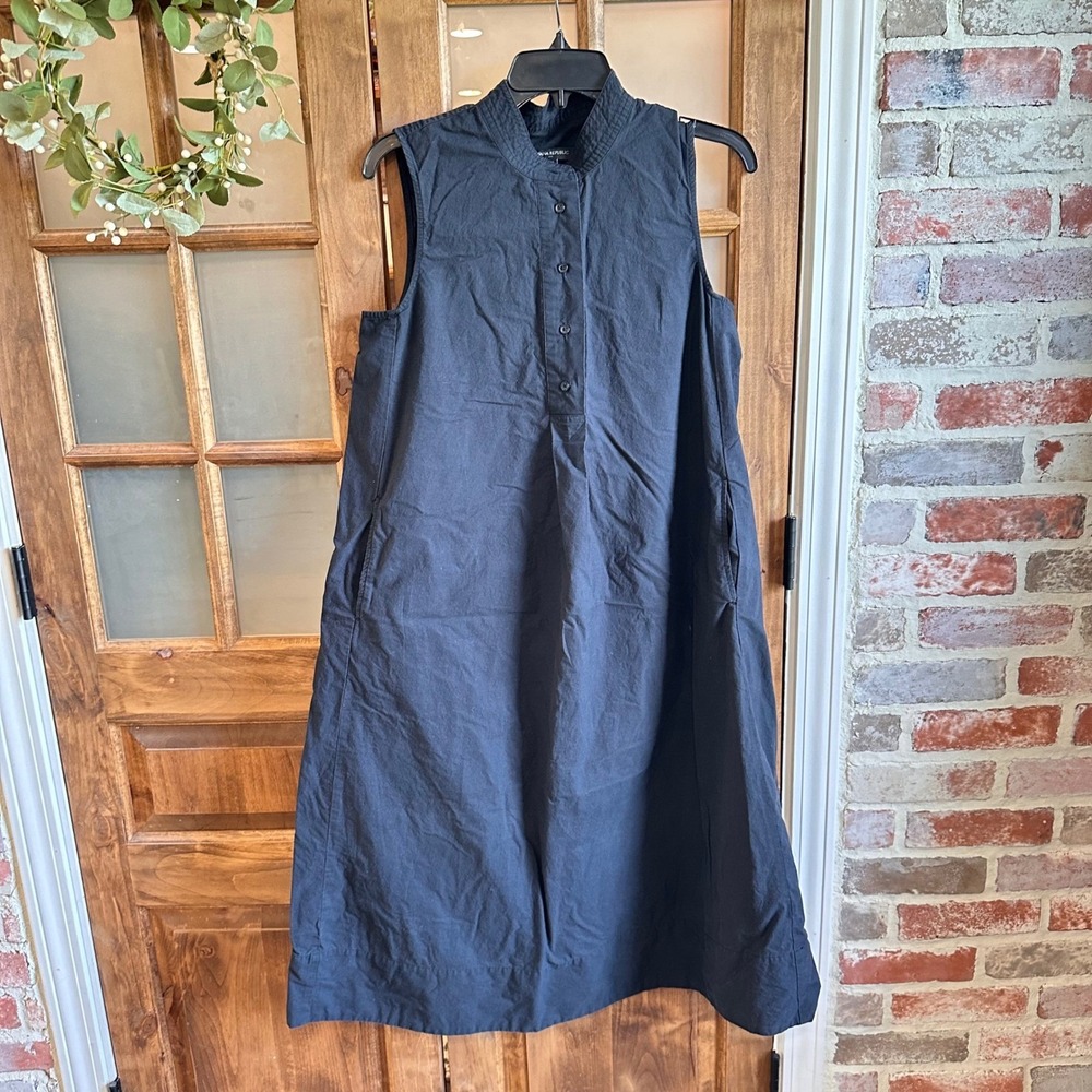 Banana Republic Sleeveless Midi Shift Dress‎ Women Black Cotton Pocket Petite S